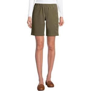 imageLands End Womens Mid Rise Elastic Waist PullOn 10quot Chino Bermuda ShortsForest Moss