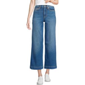 imageLands End Womens Recover Denim High Rise Wide Leg Crop JeansIndigo Tide Blue