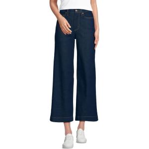 imageLands End Womens Recover Denim High Rise Wide Leg Crop JeansRiver Rinse