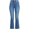 imageLands End Womens High Rise Denim Button Front Kick Flare Crop JeansIndigo Tide Blue