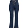 imageLands End Womens High Rise Denim Button Front Kick Flare Crop JeansRiver Rinse