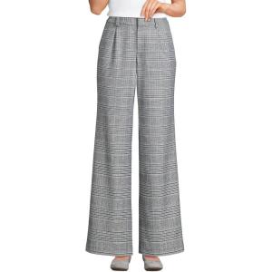 imageLands End Womens Brushed Flannel High Rise Pleated Wide Leg PantsPink Amethyst Glen Plaid