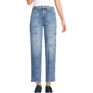 imageLands End Womens Denim High Rise Utility Cargo Ankle JeansBeau Blue