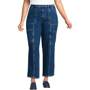 imageLands End Womens Denim High Rise Utility Cargo Ankle JeansCanal Blue Wash