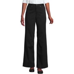 imageLands End Womens High Rise 5 Pocket Wide Leg Chino PantsBlack