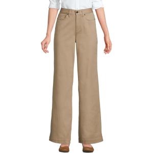 imageLands End Womens High Rise 5 Pocket Wide Leg Chino PantsDesert Tan