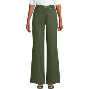 imageLands End Womens High Rise 5 Pocket Wide Leg Chino PantsEstate Green