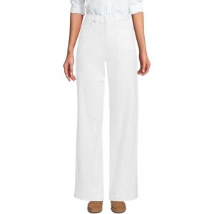 imageLands End Womens High Rise 5 Pocket Wide Leg Chino PantsWhite