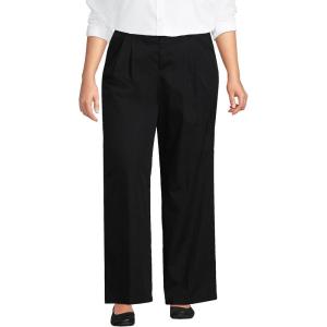 imageLands End Womens High Rise Crisp Poplin Chino Wide Leg PantsBlack