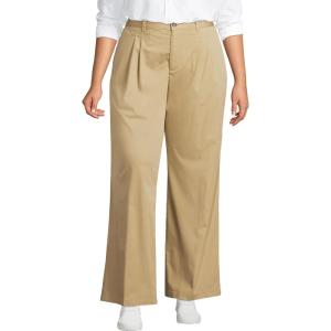 imageLands End Womens High Rise Crisp Poplin Chino Wide Leg PantsDesert Tan