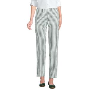 imageLands End Womens Mid Rise Classic Straight Leg Chino Ankle PantsEstate GreenWhite Stripes