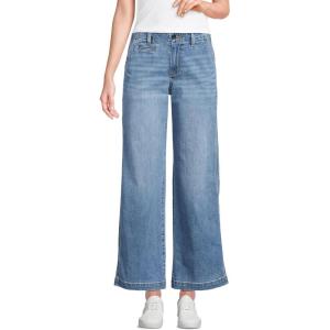 imageLands End Womens Mid Rise Denim Wide Leg Ankle JeansBeau Blue