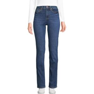 imageLands End Womens Recover High Rise Straight Leg Blue JeansPort Indigo