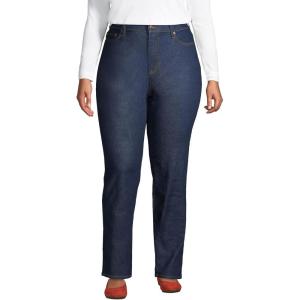 imageLands End Womens Recover High Rise Straight Leg Blue JeansRiver Rinse