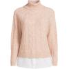 imageLands End Womens Cable Turtleneck with Mock Shirt Detail SweaterOatmeal Marl