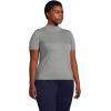 imageLands End Womens Cotton Modal Half Sleeve Mock Neck Pullover SweaterPewter Heather