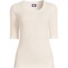 imageLands End Womens Cotton Modal Half Sleeve Scoop Cable Pullover SweaterIvory