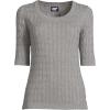 imageLands End Womens Cotton Modal Half Sleeve Scoop Cable Pullover SweaterPewter Heather