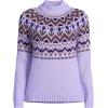 imageLands End Womens Cozy Lofty Fair Isle Yoke Mock Neck SweaterLavender Cloud Tulips