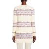 imageLands End Womens Cozy Lofty Jacquard Cable Tunic SweaterFresh Ivory Linear Fairisle