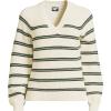 imageLands End Womens Drifter Balloon Sleeve SweaterFresh IvoryEvergreen Stripe