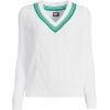 imageLands End Womens Drifter Cable VNeck SweaterWhiteGlade Green