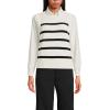 imageLands End Womens Drifter Cotton Easy Crew Neck Vest SweaterIvoryBlack Breton Stripe