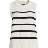 imageLands End Womens Drifter Cotton Easy Crew Neck Vest SweaterIvoryBlack Breton Stripe