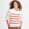 imageLands End Womens Drifter Cotton Easy Crew Neck Vest SweaterSahara Desert Breton Stripe