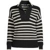 imageLands End Womens Drifter Cotton Quarter Zip Pullover SweaterBlackFresh Ivory Stripe