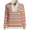 imageLands End Womens Drifter Cotton Quarter Zip Pullover SweaterFresh Ivory Multi Stripe