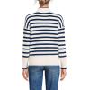 imageLands End Womens Drifter Cotton Quarter Zip Pullover SweaterIvoryNavy Stripe