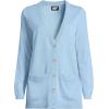 imageLands End Womens Fine Gauge Cotton Cardigan with Tipping SweaterPale Slate Blue Heather