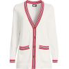 imageLands End Womens Fine Gauge Cotton Cardigan with Tipping SweaterRedNavy Tipping Stripe