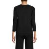 imageLands End Womens Fine Gauge Cotton Crew Neck 34 Sleeve SweaterBlack