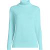 imageLands End Womens Fine Gauge Cotton Turtleneck SweaterPale Aqua Ice Heather