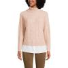 imageLands End Womens Cable Turtleneck with Mock Shirt Detail SweaterOatmeal Marl