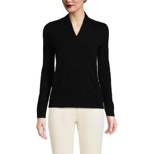 imageLands End Womens Cashmere Shawl Neck SweaterBlack