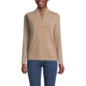 imageLands End Womens Cashmere Shawl Neck SweaterVicuna Heather Donegal