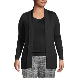 imageLands End Womens Cotton Modal Shawl Collar Cardigan SweaterBlack