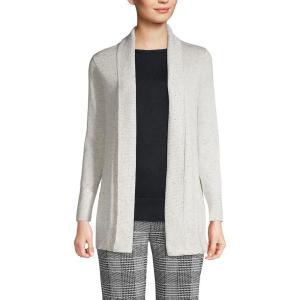 imageLands End Womens Cotton Modal Shawl Collar Cardigan SweaterPale Gray Heather Donegal