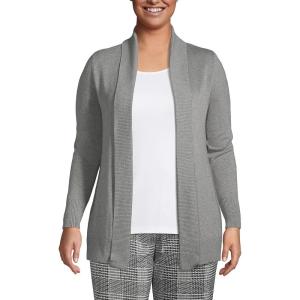 imageLands End Womens Cotton Modal Shawl Collar Cardigan SweaterPewter Heather