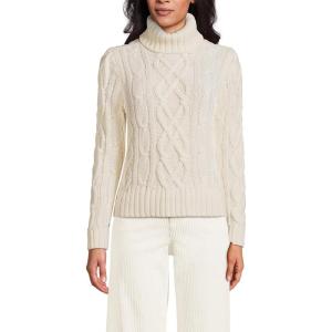 imageLands End Womens Drifter Cable Turtleneck SweaterFresh Ivory