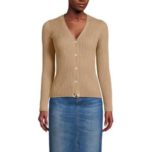 imageLands End Womens Fine Gauge Cotton Cardigan SweaterVicuna Heather