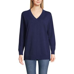 imageLands End Womens Fine Gauge Cotton Pullover Tunic SweaterDeep Sea Navy