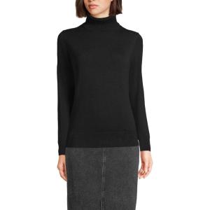 imageLands End Womens Fine Gauge Cotton Turtleneck SweaterBlack