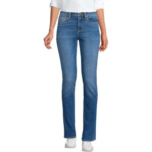 imageLands End Womens Recover Mid Rise Straight Leg Blue JeansIndigo Tide Blue