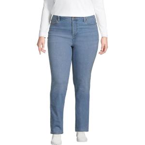 imageLands End Womens Recover Mid Rise Straight Leg Blue JeansMellow Indigo