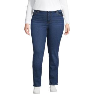 imageLands End Womens Recover Mid Rise Straight Leg Blue JeansPort Indigo