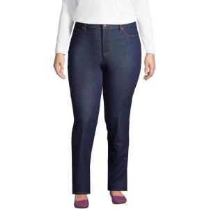 imageLands End Womens Recover Mid Rise Straight Leg Blue JeansRiver Rinse